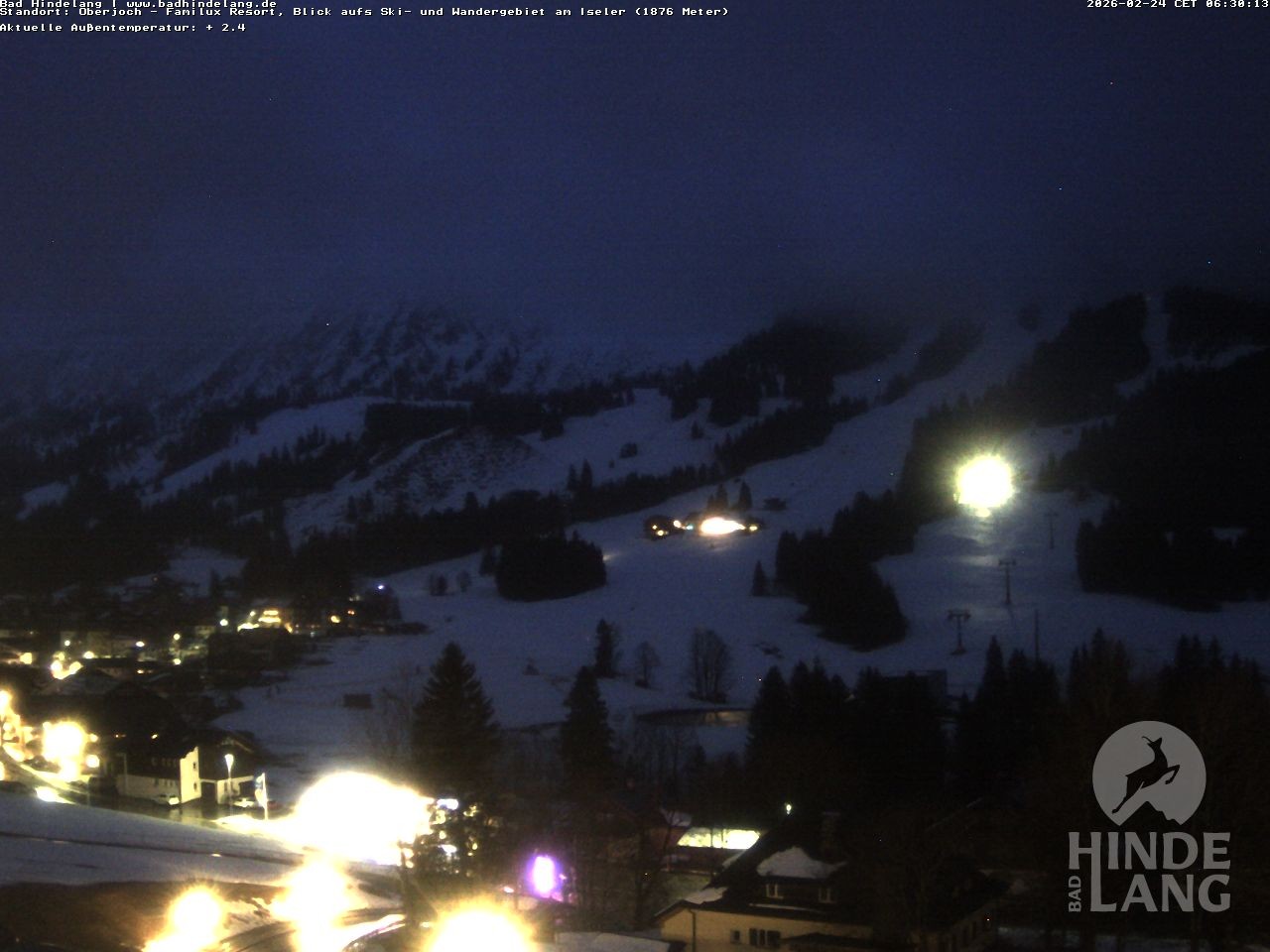 Archiv Foto Webcam Sicht vom Kinderhotel Oberjoch aus auf das Skigebiet gegenüber