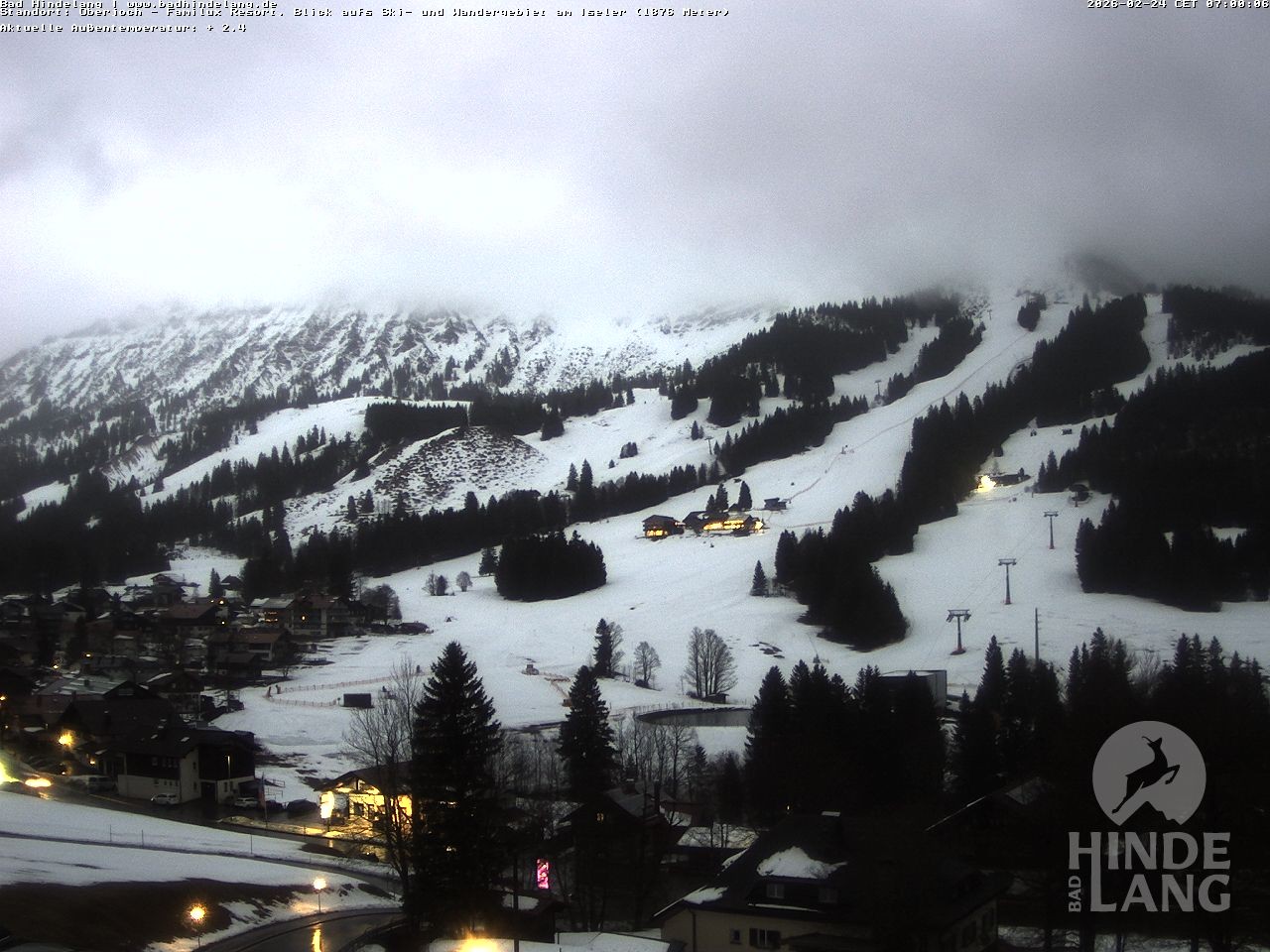 Archiv Foto Webcam Sicht vom Kinderhotel Oberjoch aus auf das Skigebiet gegenüber