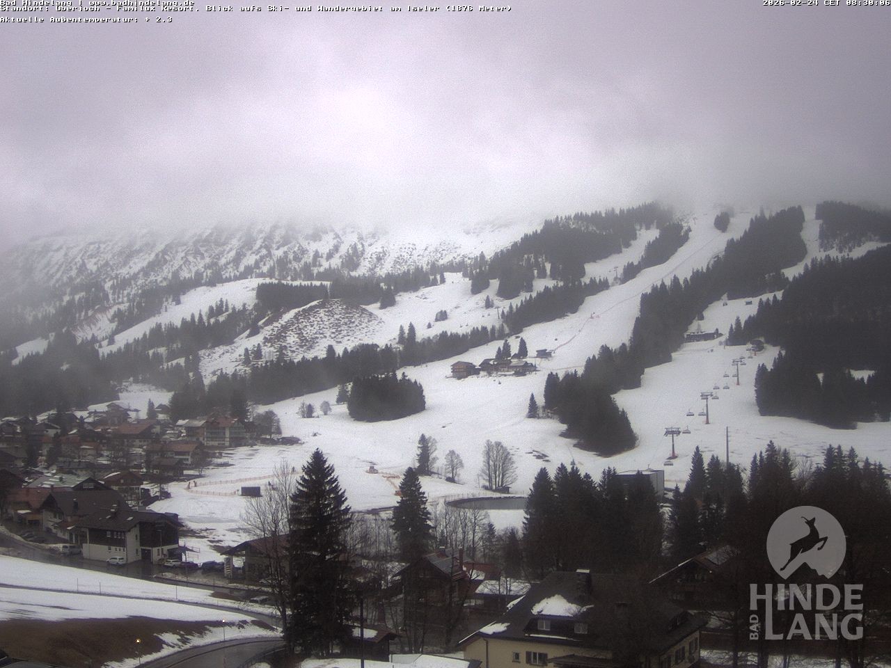 Archiv Foto Webcam Sicht vom Kinderhotel Oberjoch aus auf das Skigebiet gegenüber