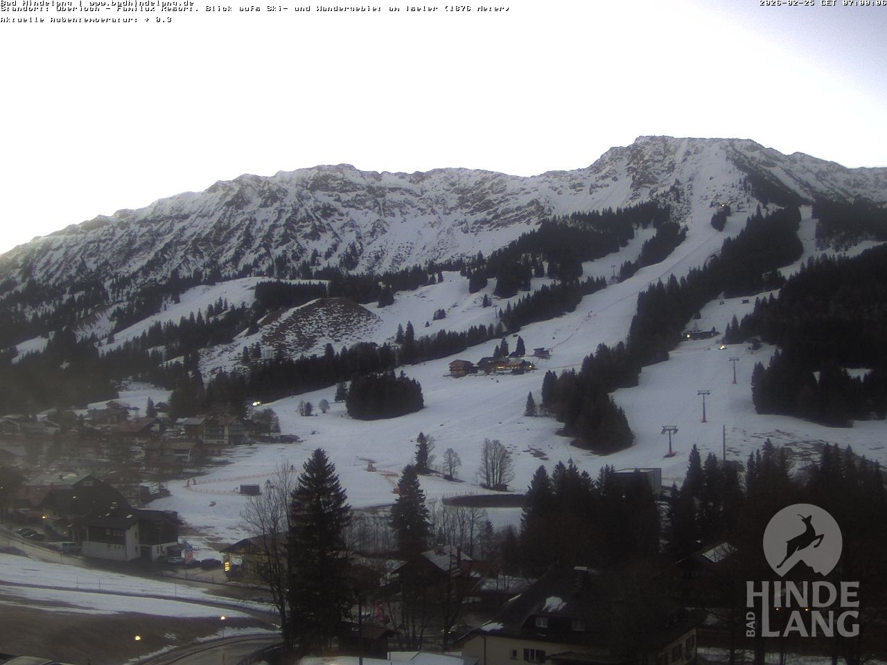 Archiv Foto Webcam Sicht vom Kinderhotel Oberjoch aus auf das Skigebiet gegenüber