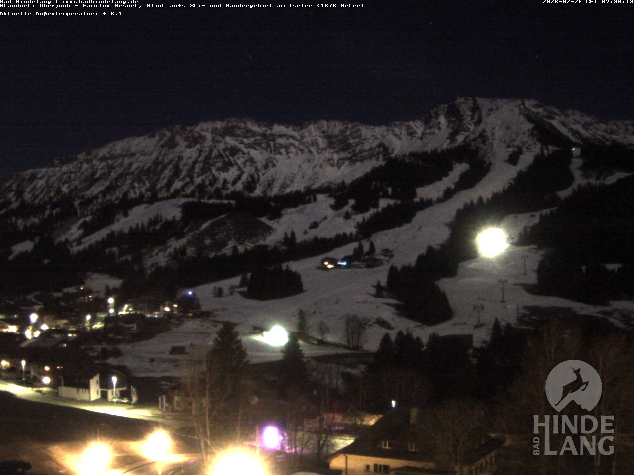 Archiv Foto Webcam Sicht vom Kinderhotel Oberjoch aus auf das Skigebiet gegenüber