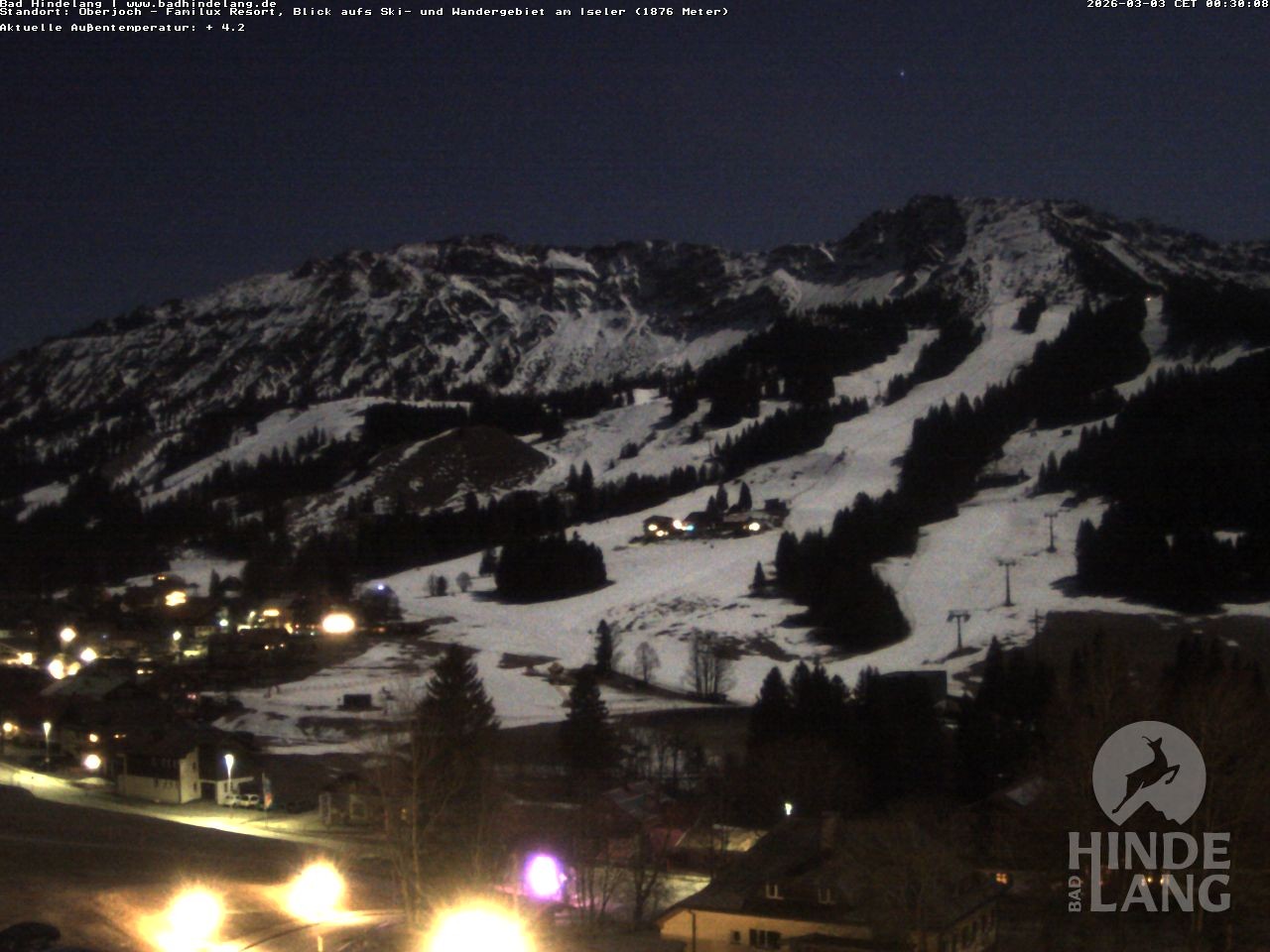 Archiv Foto Webcam Sicht vom Kinderhotel Oberjoch aus auf das Skigebiet gegenüber