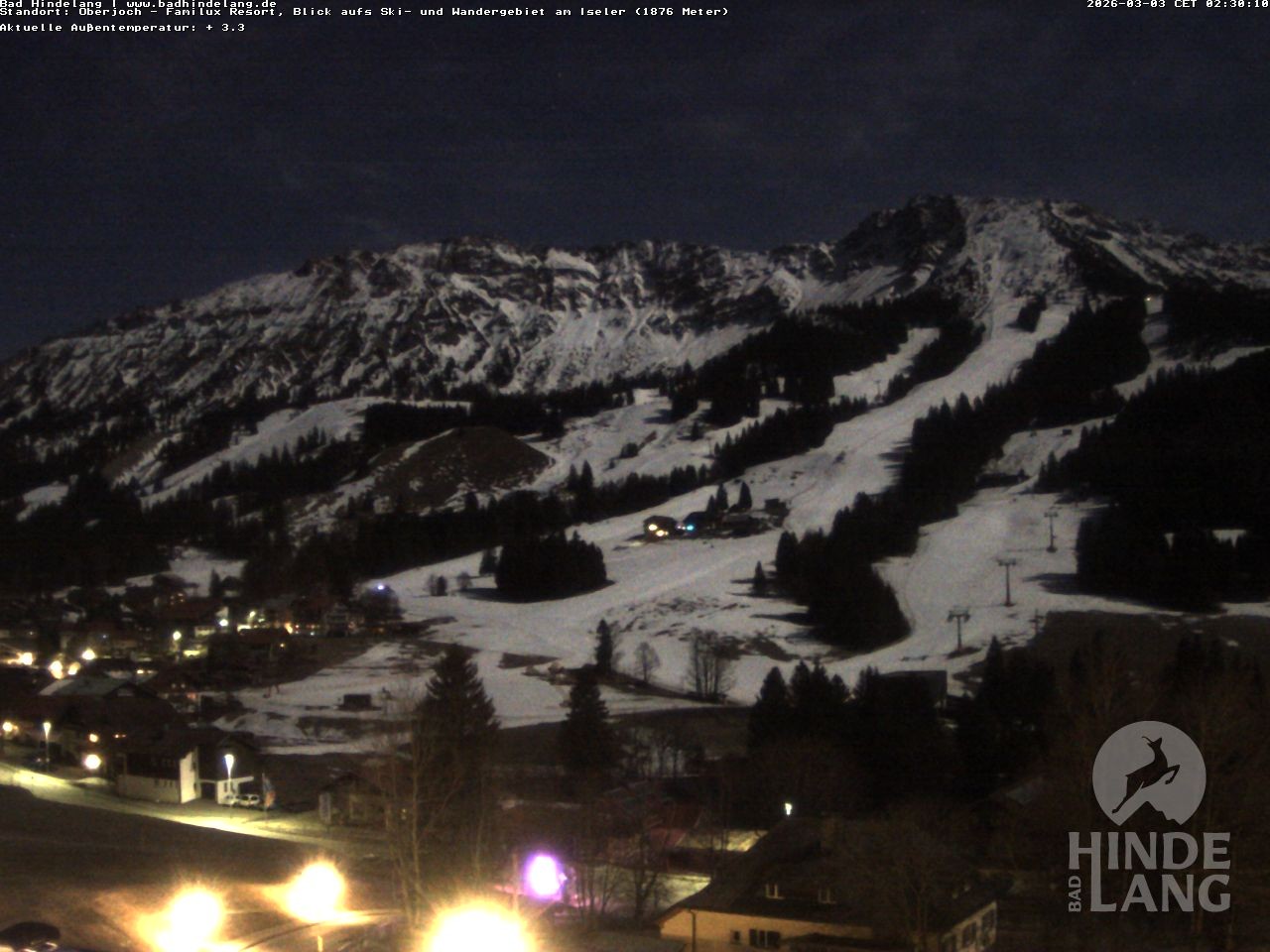 Archiv Foto Webcam Sicht vom Kinderhotel Oberjoch aus auf das Skigebiet gegenüber