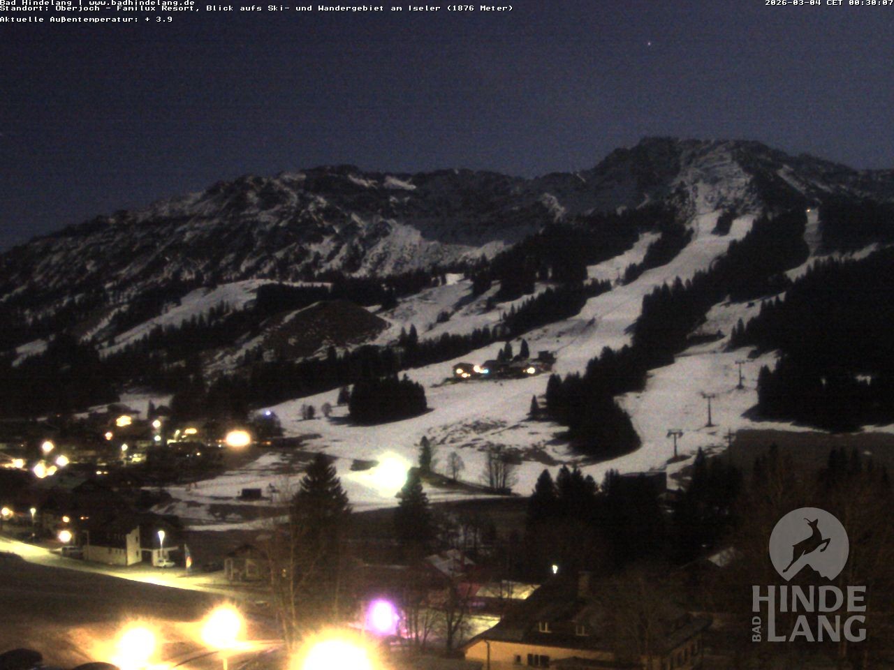 Archiv Foto Webcam Sicht vom Kinderhotel Oberjoch aus auf das Skigebiet gegenüber