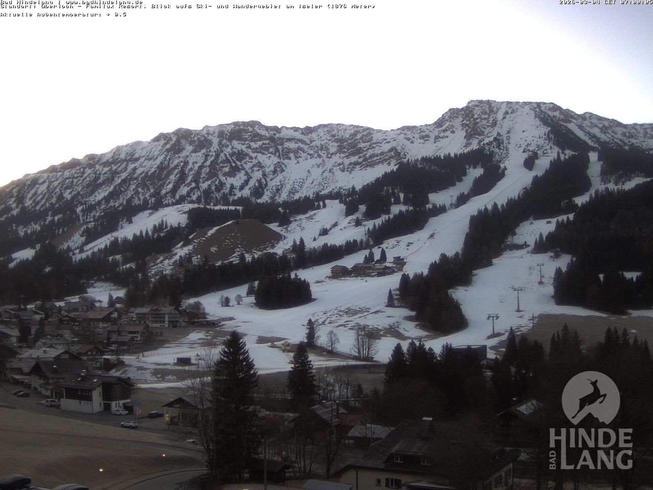 Archiv Foto Webcam Sicht vom Kinderhotel Oberjoch aus auf das Skigebiet gegenüber