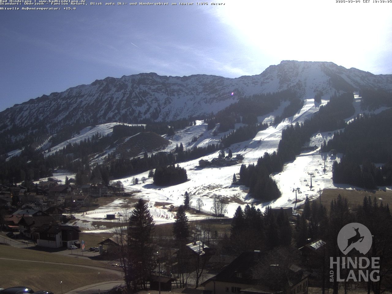 Archiv Foto Webcam Sicht vom Kinderhotel Oberjoch aus auf das Skigebiet gegenüber