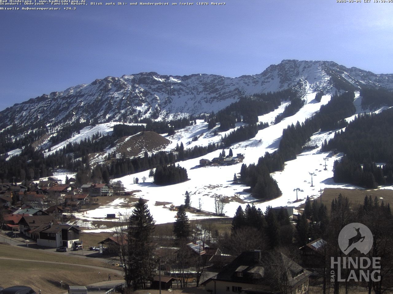 Archiv Foto Webcam Sicht vom Kinderhotel Oberjoch aus auf das Skigebiet gegenüber