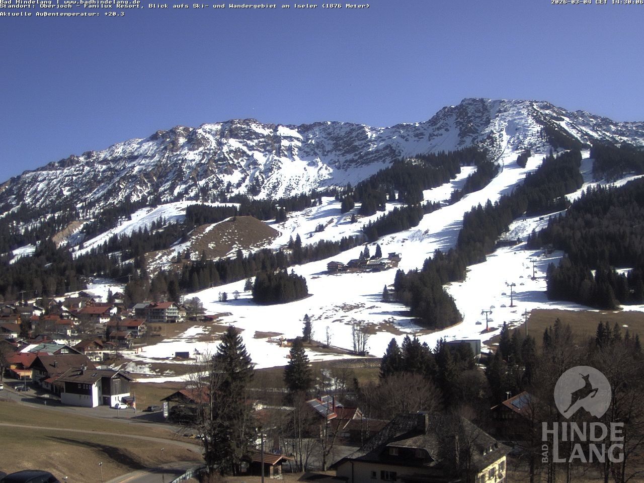 Archiv Foto Webcam Sicht vom Kinderhotel Oberjoch aus auf das Skigebiet gegenüber