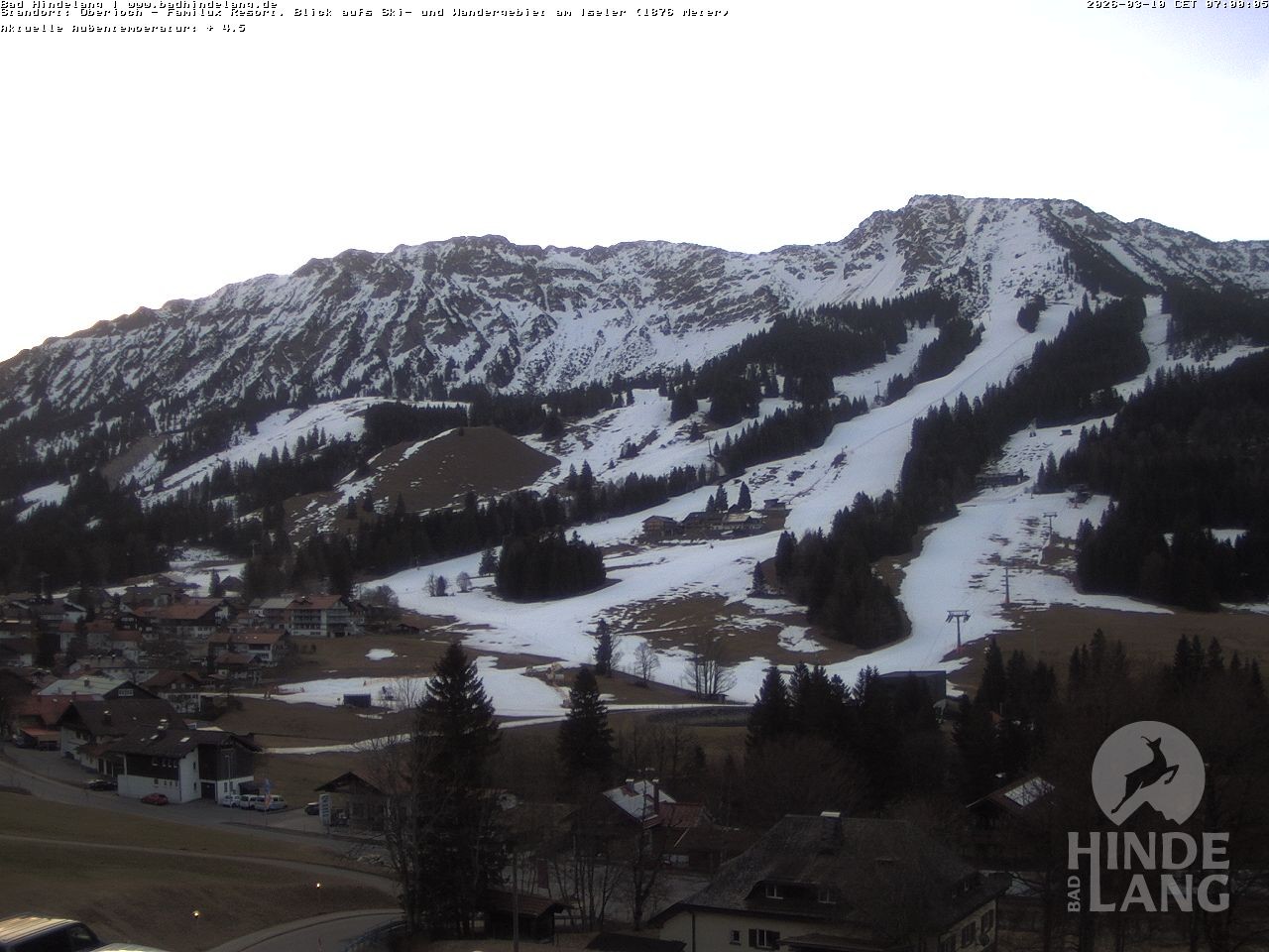 Archiv Foto Webcam Sicht vom Kinderhotel Oberjoch aus auf das Skigebiet gegenüber