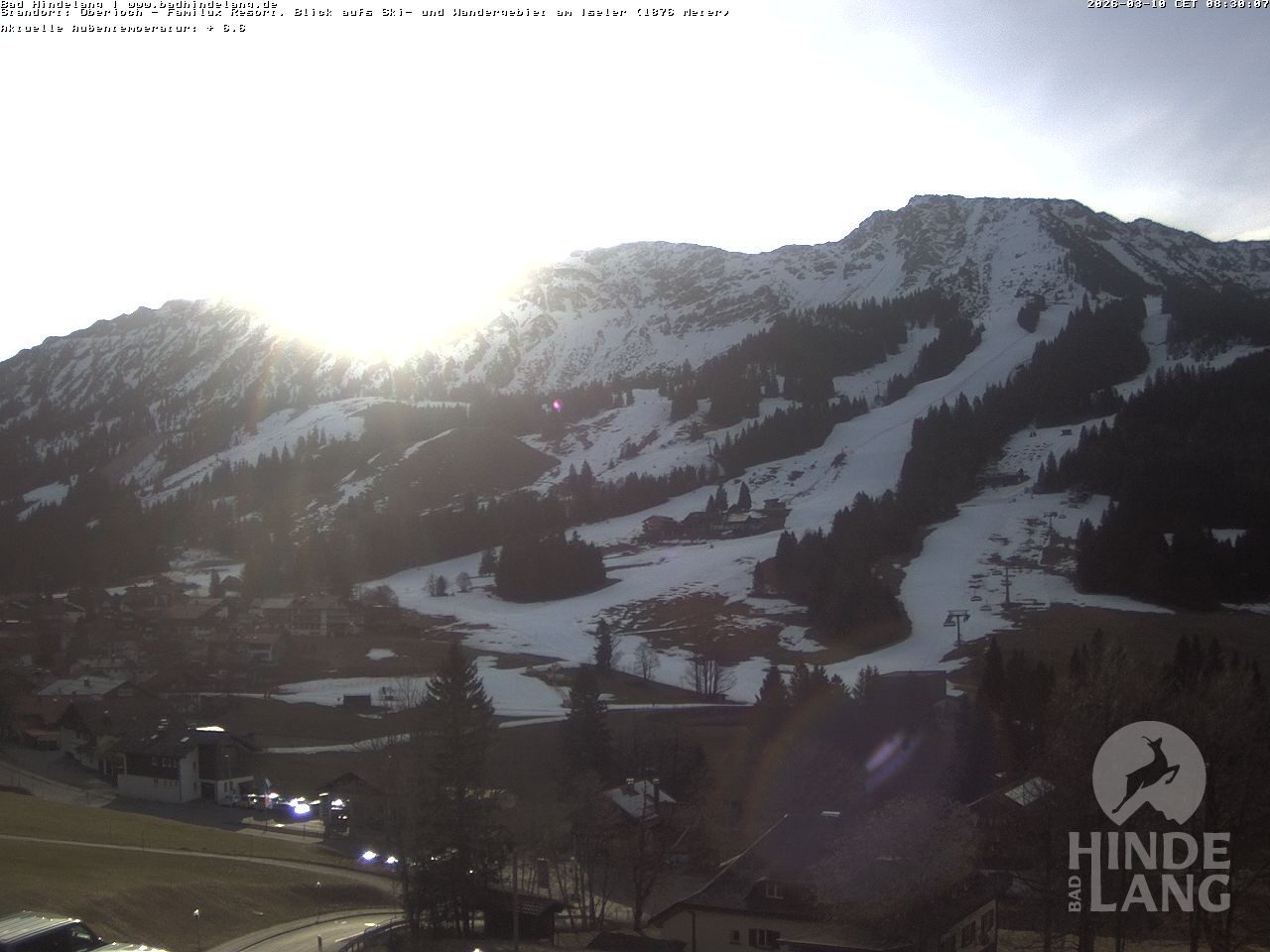 Archiv Foto Webcam Sicht vom Kinderhotel Oberjoch aus auf das Skigebiet gegenüber