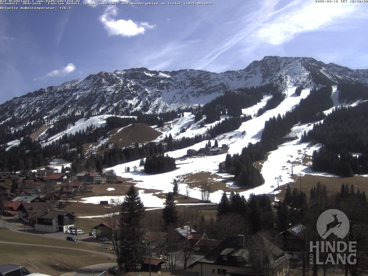Archiv Foto Webcam Sicht vom Kinderhotel Oberjoch aus auf das Skigebiet gegenüber