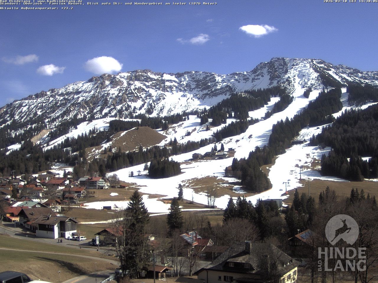 Archiv Foto Webcam Sicht vom Kinderhotel Oberjoch aus auf das Skigebiet gegenüber