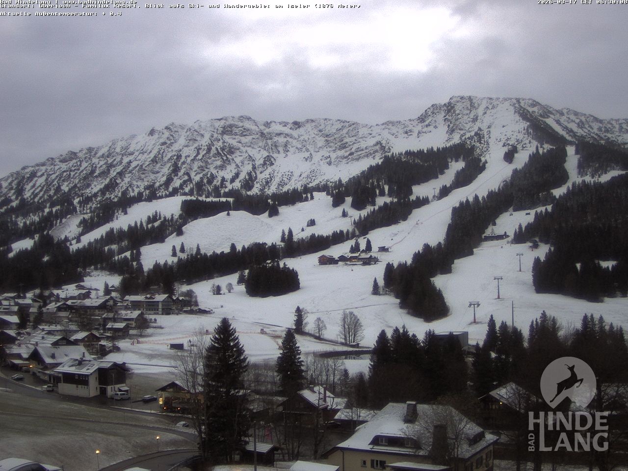 Archiv Foto Webcam Sicht vom Kinderhotel Oberjoch aus auf das Skigebiet gegenüber