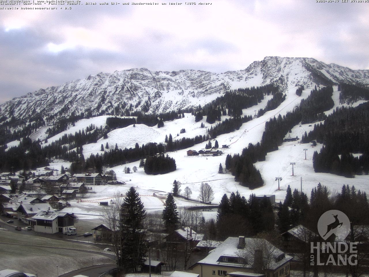 Archiv Foto Webcam Sicht vom Kinderhotel Oberjoch aus auf das Skigebiet gegenüber