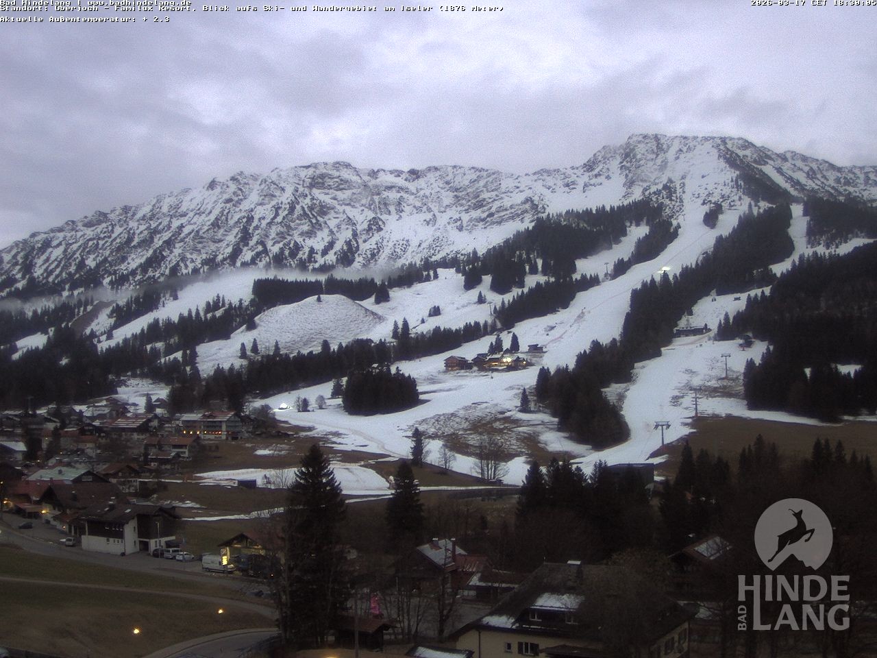 Archiv Foto Webcam Sicht vom Kinderhotel Oberjoch aus auf das Skigebiet gegenüber