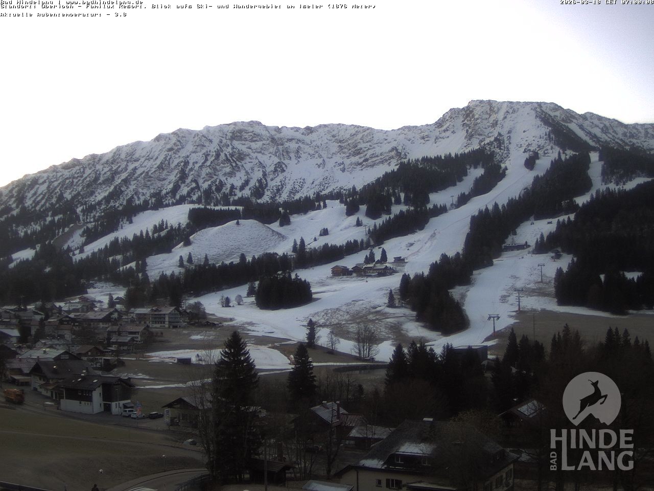 Archiv Foto Webcam Sicht vom Kinderhotel Oberjoch aus auf das Skigebiet gegenüber