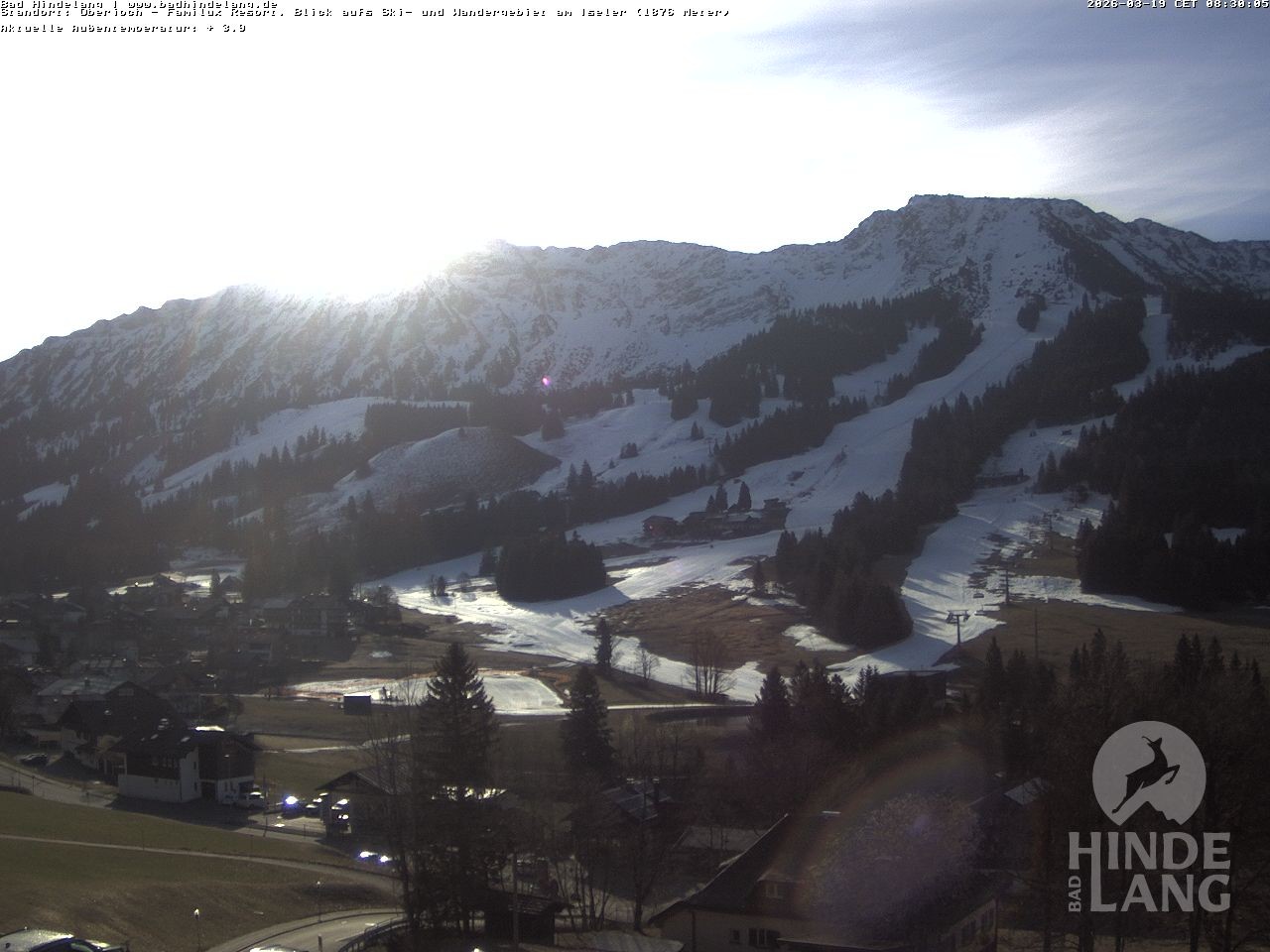 Archiv Foto Webcam Sicht vom Kinderhotel Oberjoch aus auf das Skigebiet gegenüber