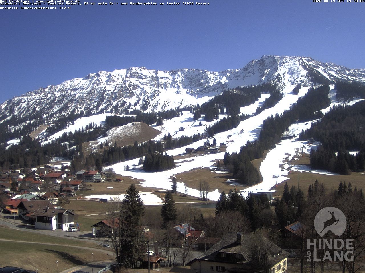 Archiv Foto Webcam Sicht vom Kinderhotel Oberjoch aus auf das Skigebiet gegenüber