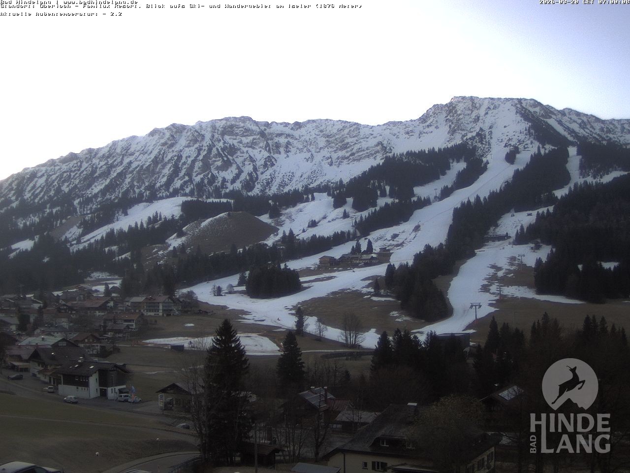 Archived image Webcam View of the kids hotel Oberjoch at the slopes in front