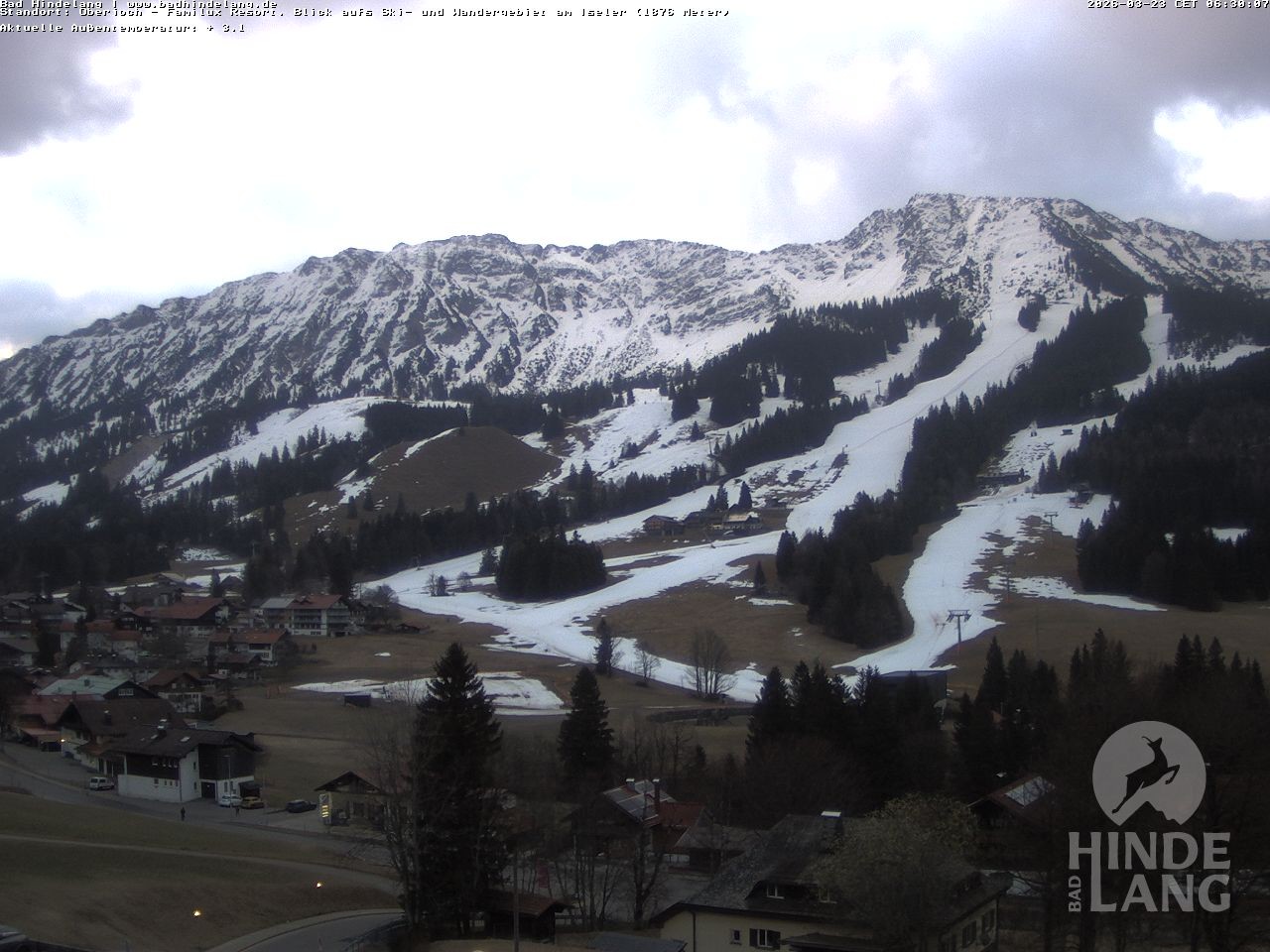 Archiv Foto Webcam Sicht vom Kinderhotel Oberjoch aus auf das Skigebiet gegenüber