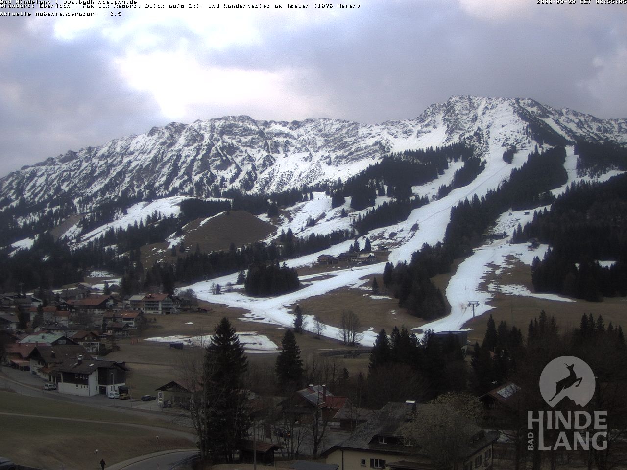 Archiv Foto Webcam Sicht vom Kinderhotel Oberjoch aus auf das Skigebiet gegenüber