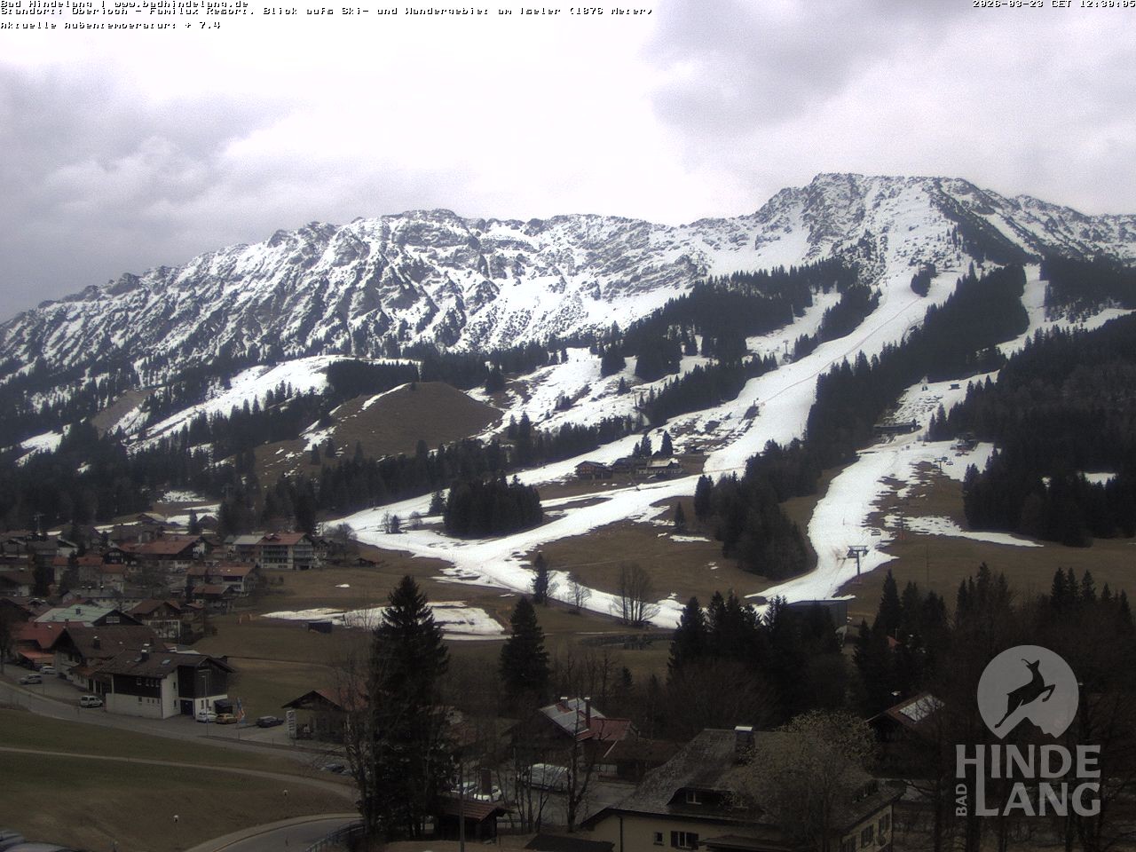 Archiv Foto Webcam Sicht vom Kinderhotel Oberjoch aus auf das Skigebiet gegenüber
