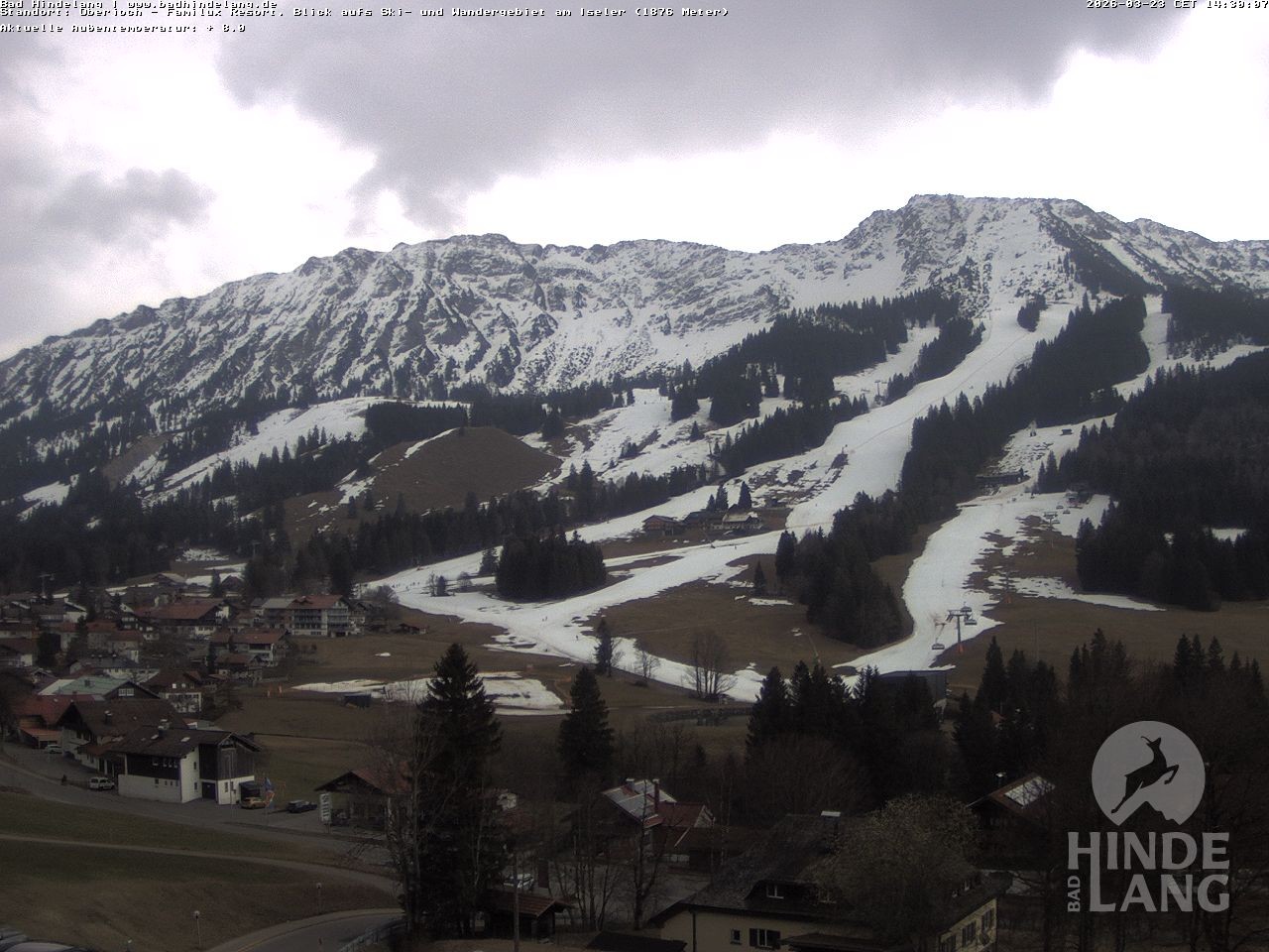 Archiv Foto Webcam Sicht vom Kinderhotel Oberjoch aus auf das Skigebiet gegenüber