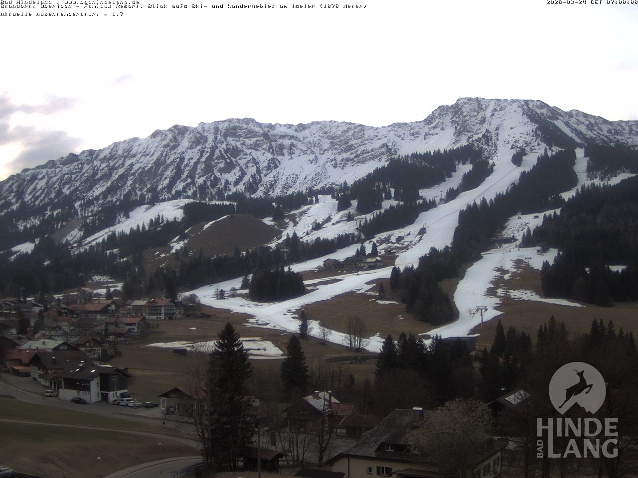 Archived image Webcam View of the kids hotel Oberjoch at the slopes in front