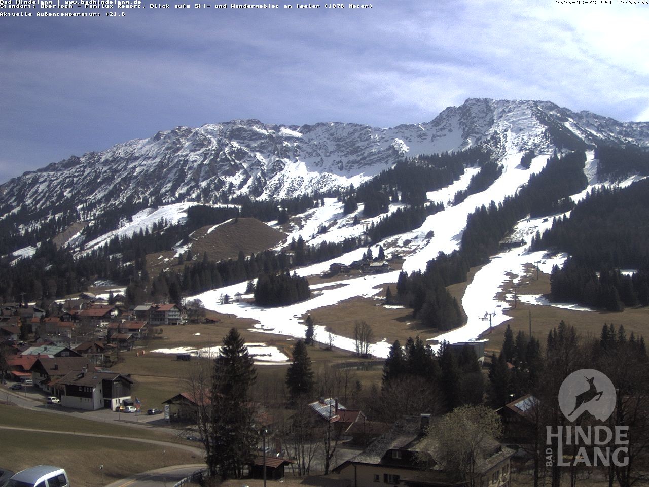 Archived image Webcam View of the kids hotel Oberjoch at the slopes in front