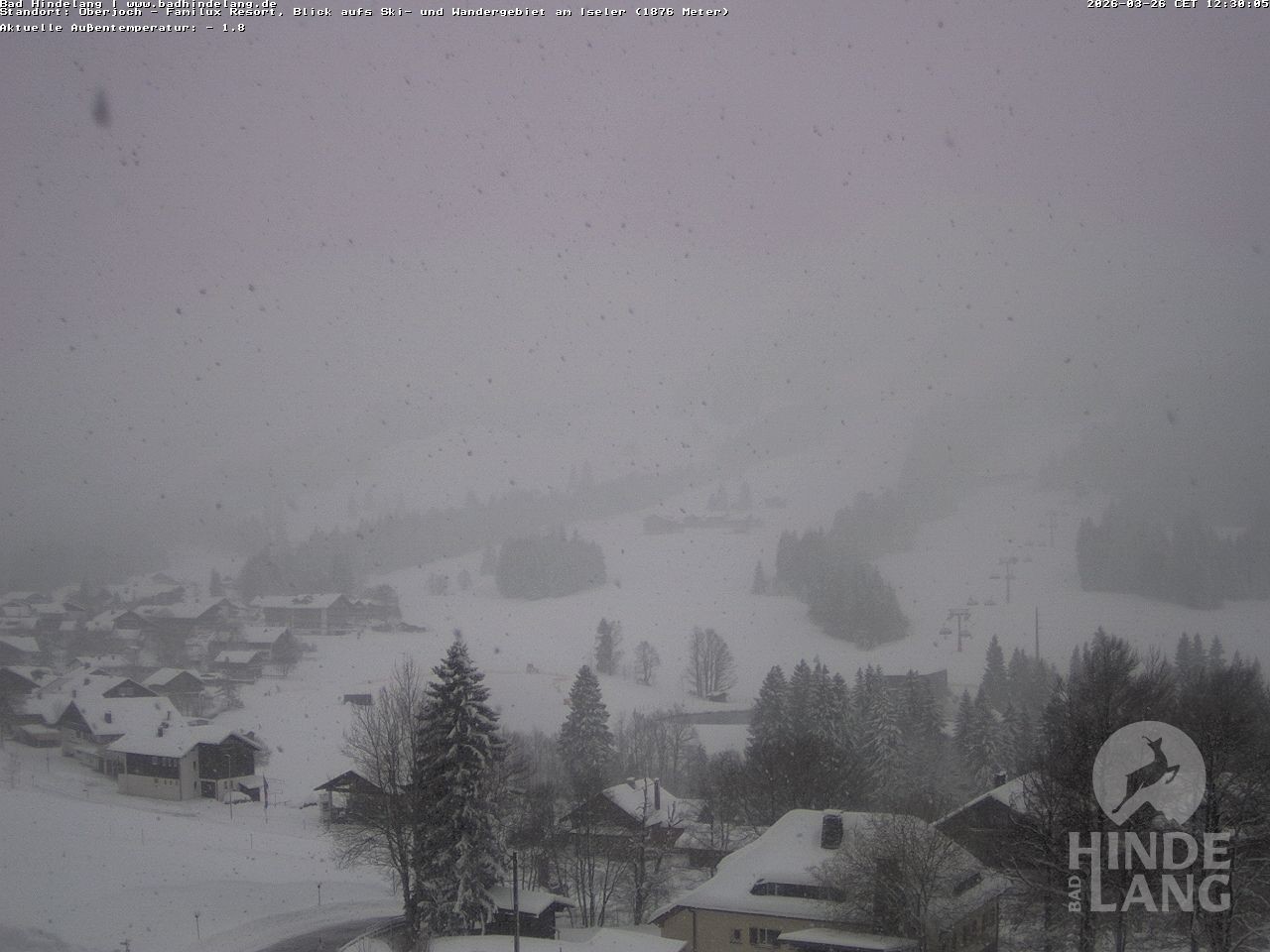 Archived image Webcam View of the kids hotel Oberjoch at the slopes in front