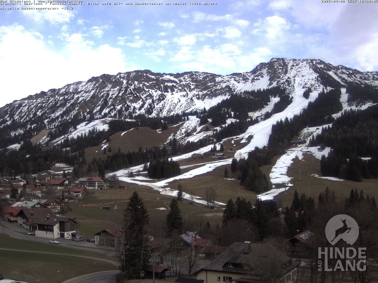 Archiv Foto Webcam Sicht vom Kinderhotel Oberjoch aus auf das Skigebiet gegenüber