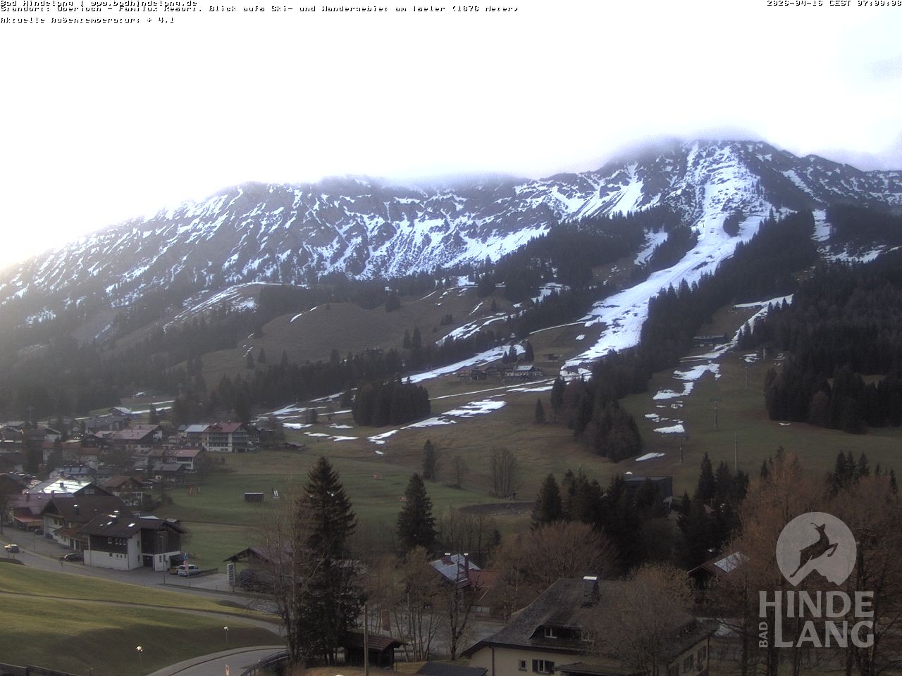 Archiv Foto Webcam Sicht vom Kinderhotel Oberjoch aus auf das Skigebiet gegenüber