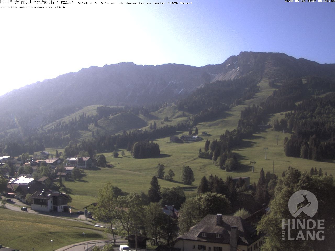 Archiv Foto Webcam Sicht vom Kinderhotel Oberjoch aus auf das Skigebiet gegenüber