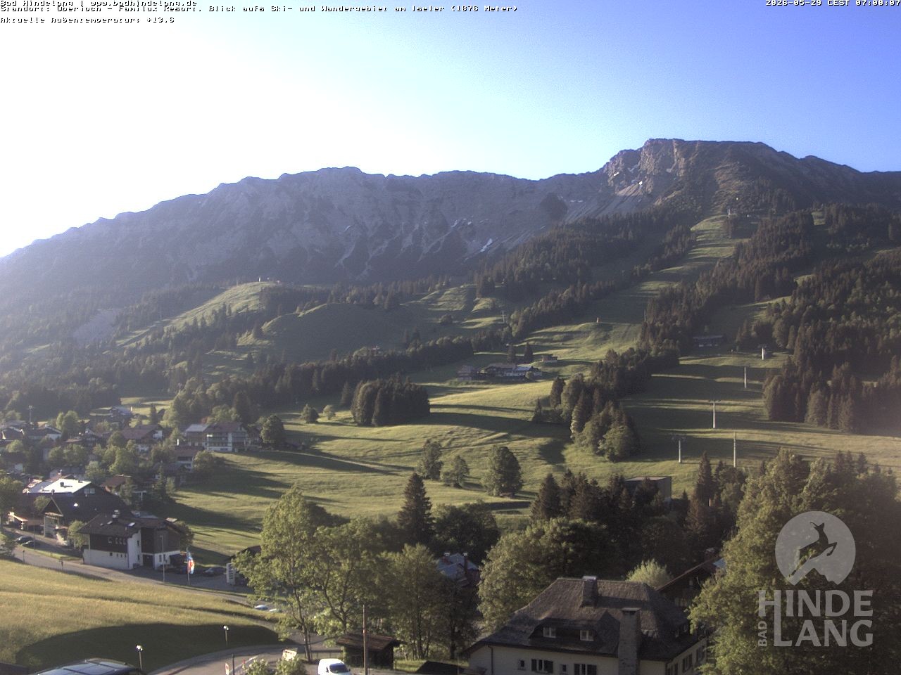 Archiv Foto Webcam Sicht vom Kinderhotel Oberjoch aus auf das Skigebiet gegenüber