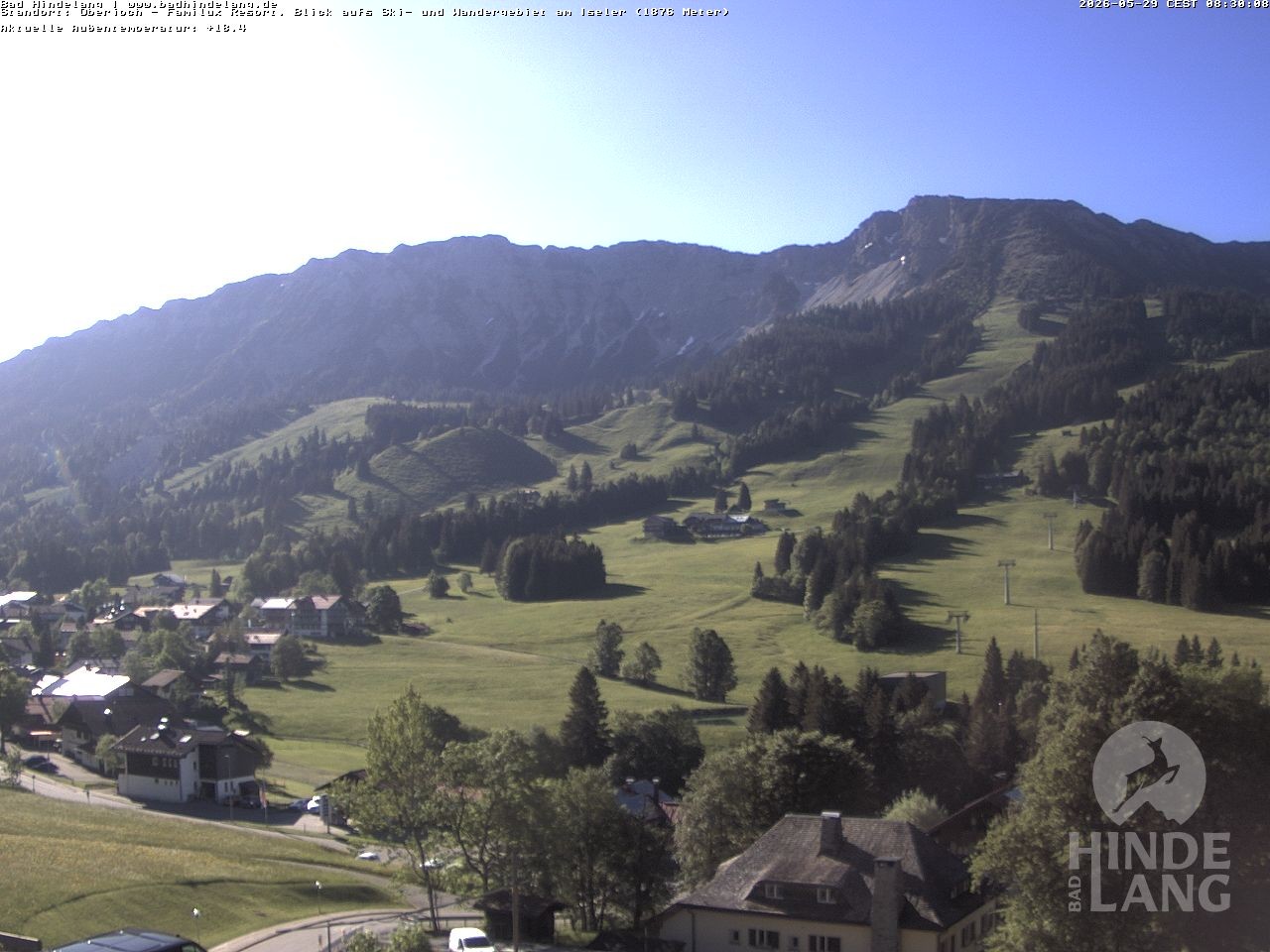 Archiv Foto Webcam Sicht vom Kinderhotel Oberjoch aus auf das Skigebiet gegenüber