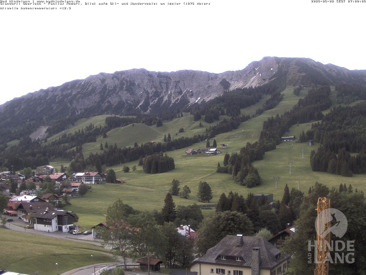 Archiv Foto Webcam Sicht vom Kinderhotel Oberjoch aus auf das Skigebiet gegenüber
