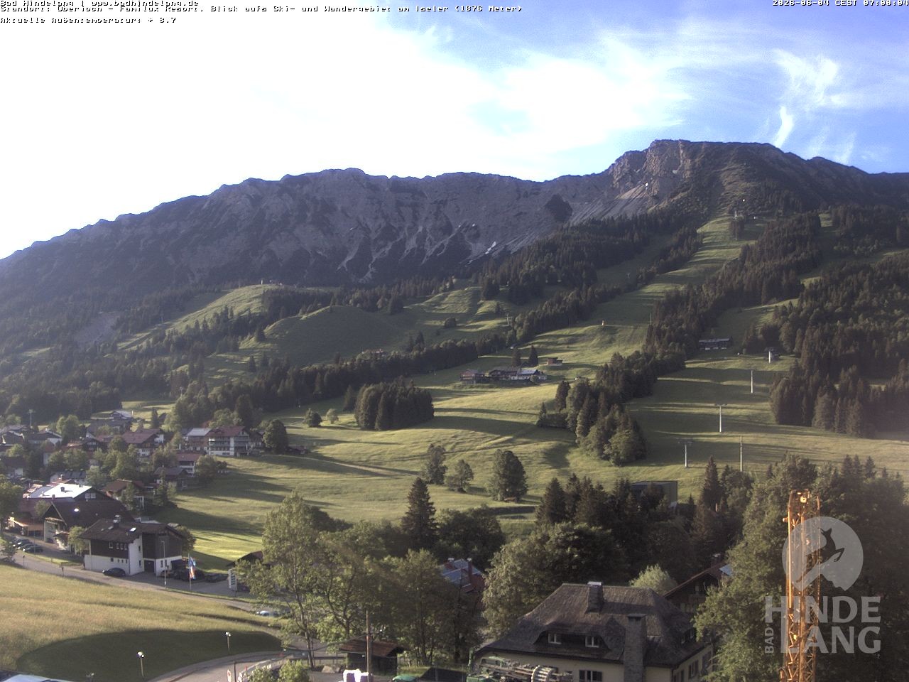 Archiv Foto Webcam Sicht vom Kinderhotel Oberjoch aus auf das Skigebiet gegenüber