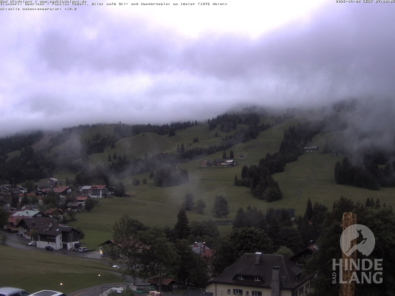 Archiv Foto Webcam Sicht vom Kinderhotel Oberjoch aus auf das Skigebiet gegenüber