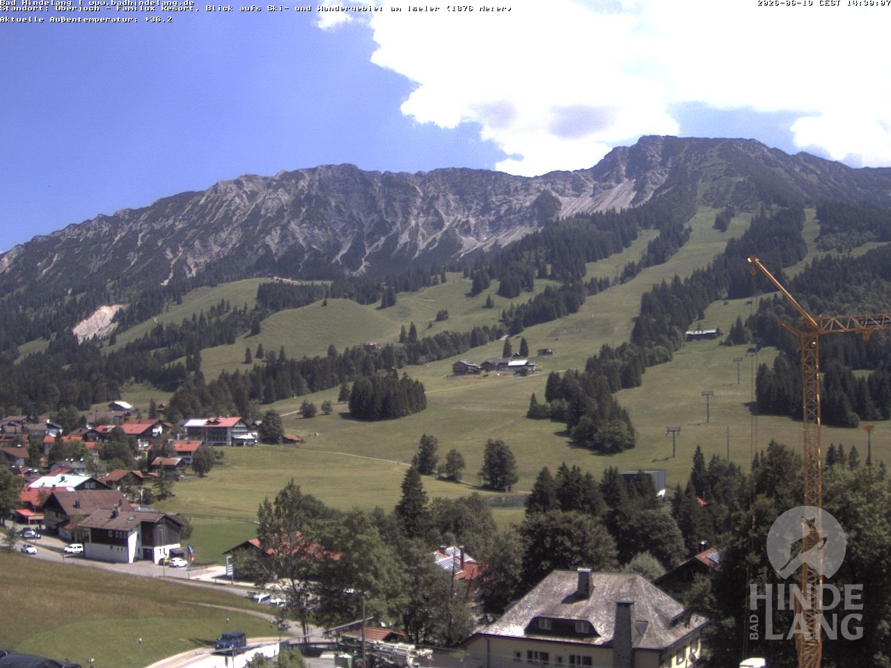 Archiv Foto Webcam Sicht vom Kinderhotel Oberjoch aus auf das Skigebiet gegenüber