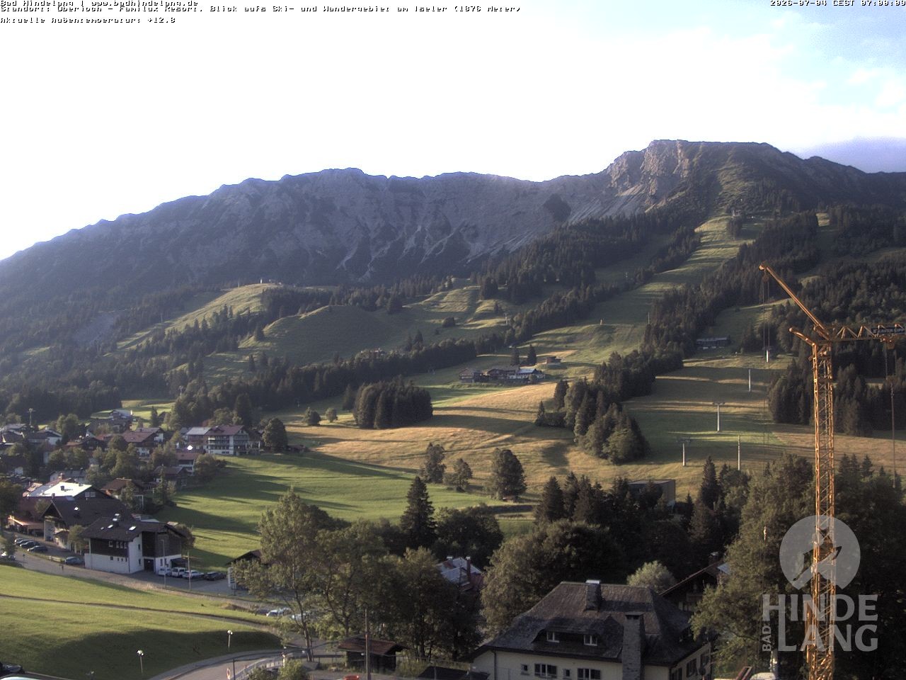 Archiv Foto Webcam Sicht vom Kinderhotel Oberjoch aus auf das Skigebiet gegenüber
