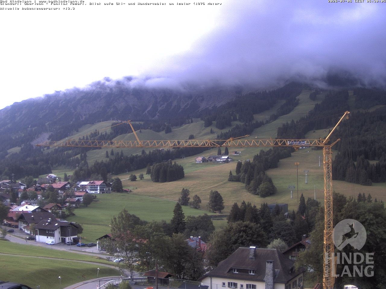 Archiv Foto Webcam Sicht vom Kinderhotel Oberjoch aus auf das Skigebiet gegenüber