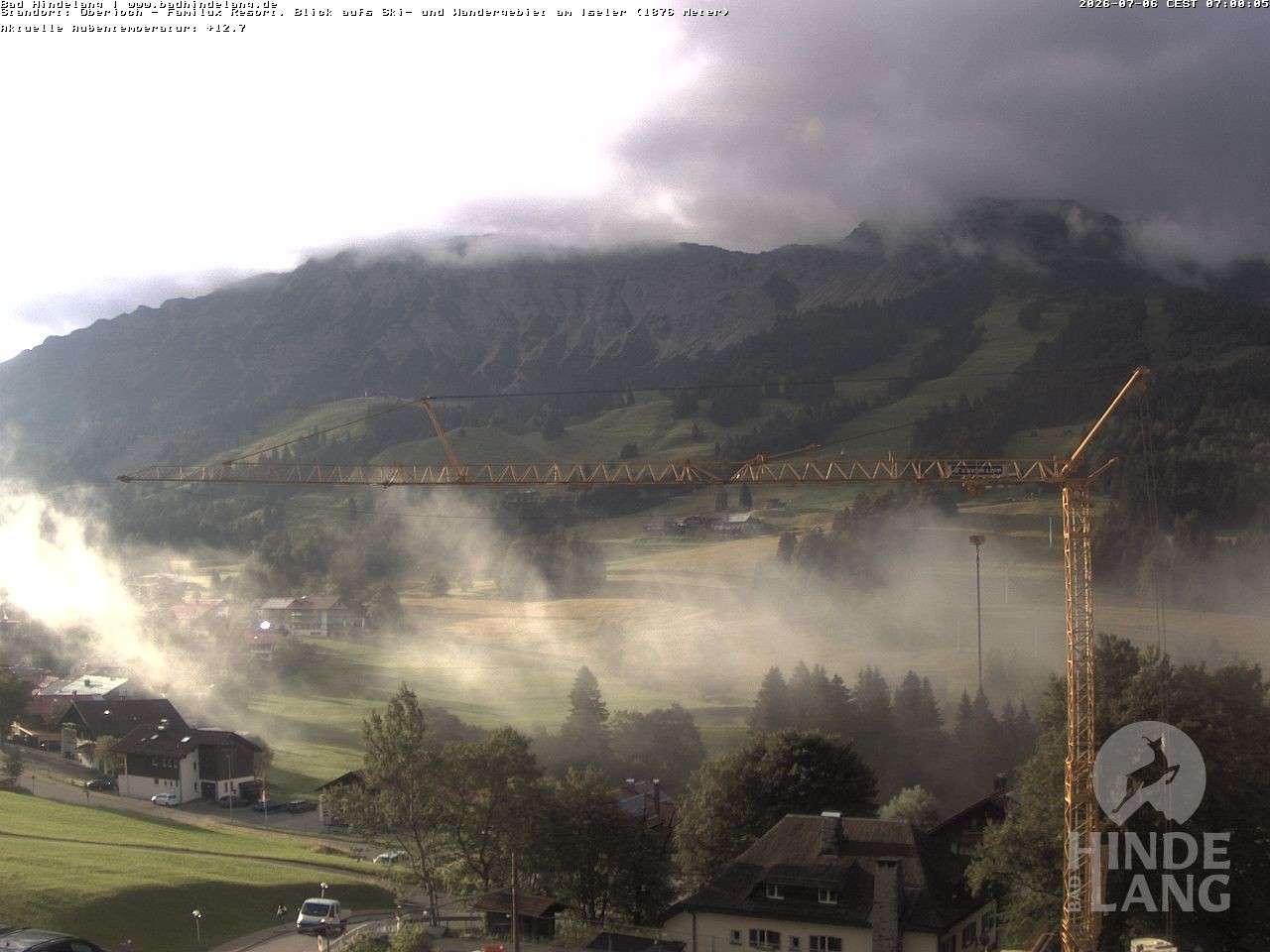 Archiv Foto Webcam Sicht vom Kinderhotel Oberjoch aus auf das Skigebiet gegenüber