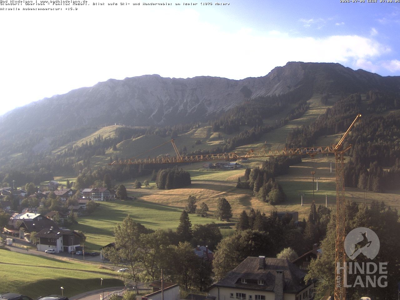 Archiv Foto Webcam Sicht vom Kinderhotel Oberjoch aus auf das Skigebiet gegenüber
