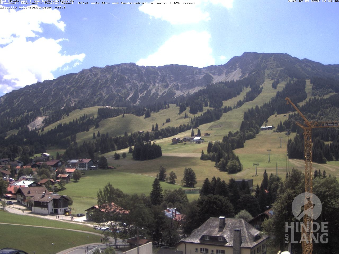 Archiv Foto Webcam Sicht vom Kinderhotel Oberjoch aus auf das Skigebiet gegenüber
