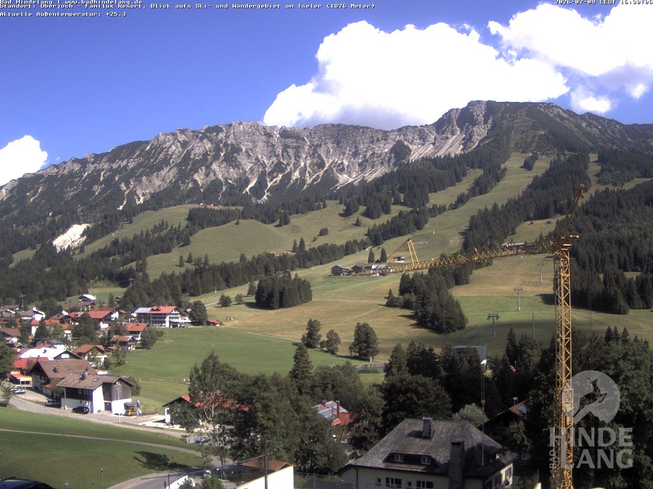 Archiv Foto Webcam Sicht vom Kinderhotel Oberjoch aus auf das Skigebiet gegenüber