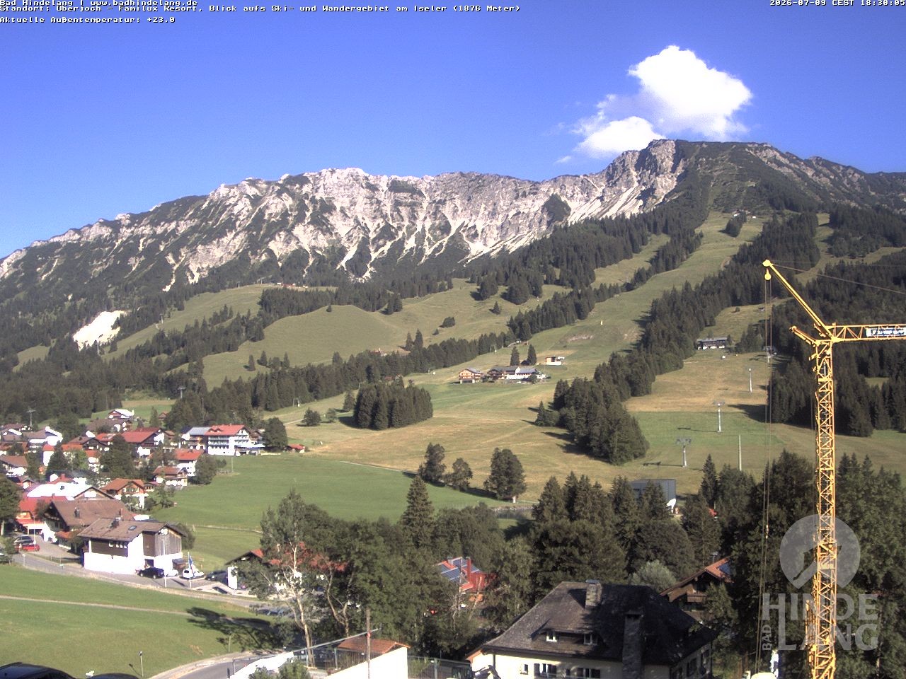 Archiv Foto Webcam Sicht vom Kinderhotel Oberjoch aus auf das Skigebiet gegenüber