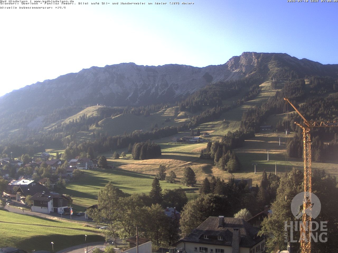 Archived image Webcam View of the kids hotel Oberjoch at the slopes in front