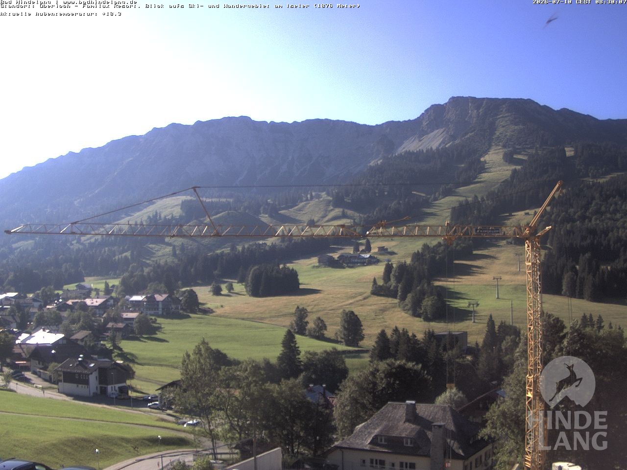 Archived image Webcam View of the kids hotel Oberjoch at the slopes in front
