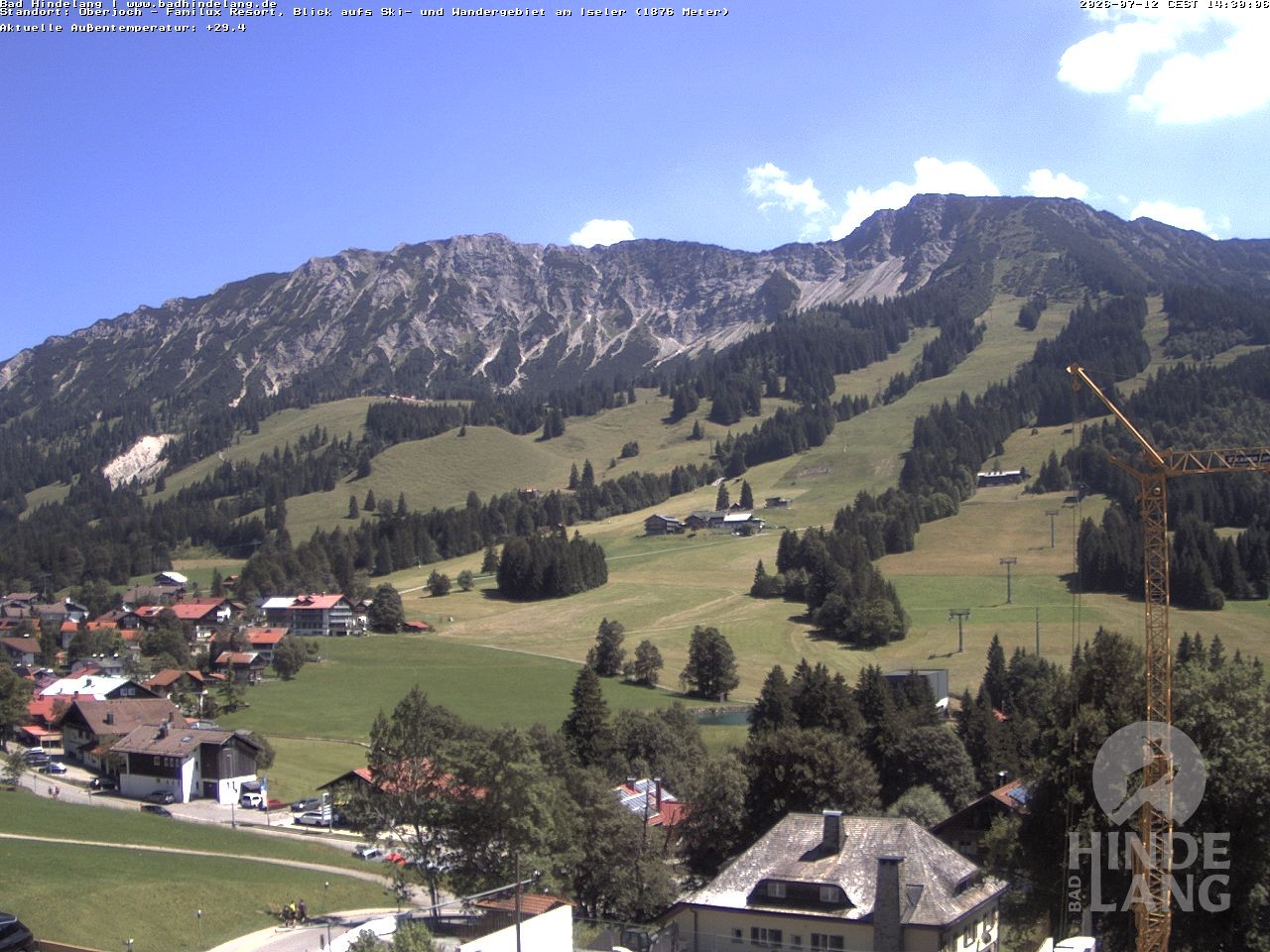 Archiv Foto Webcam Sicht vom Kinderhotel Oberjoch aus auf das Skigebiet gegenüber