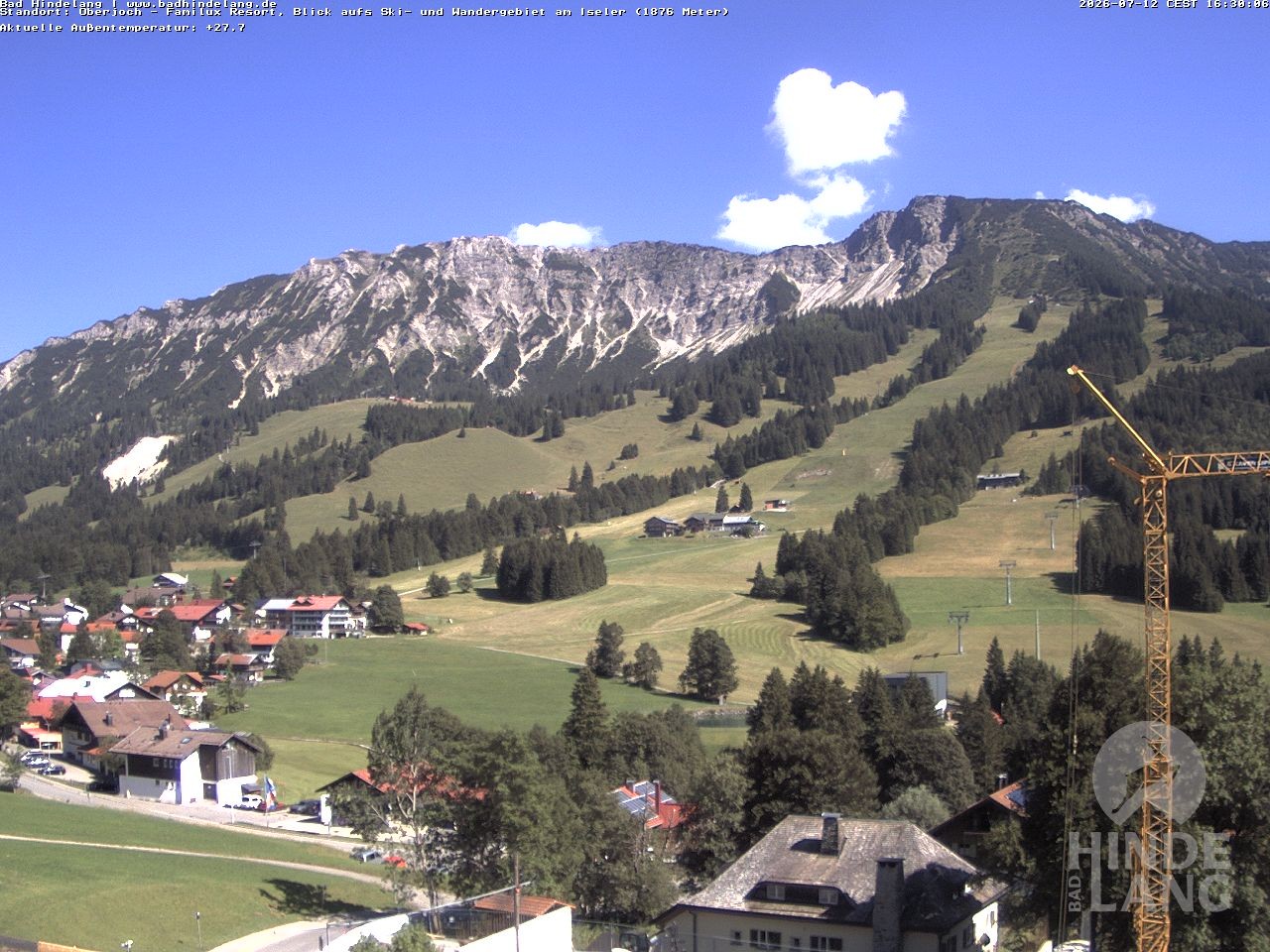 Archiv Foto Webcam Sicht vom Kinderhotel Oberjoch aus auf das Skigebiet gegenüber